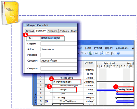 Microsoft Project Elements for Timesheet